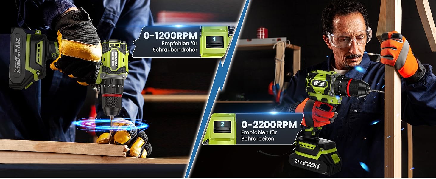 Акумуляторний дриль-шуруповерт 21V з набором аксесуарів (29 шт), безщітковий двигун, 2 акумулятори 2000 mAh, LED-ліхтар, 2 швидкості