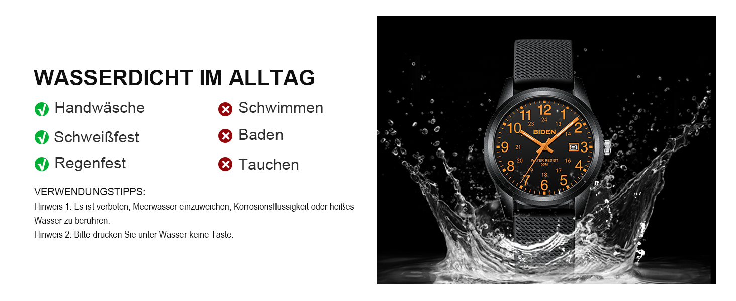 Чоловічий годинник: аналоговий кварцовий годинник з водозахистом 30M, стильний дизайн для чоловіків (A4-r015-schwarz Orange)