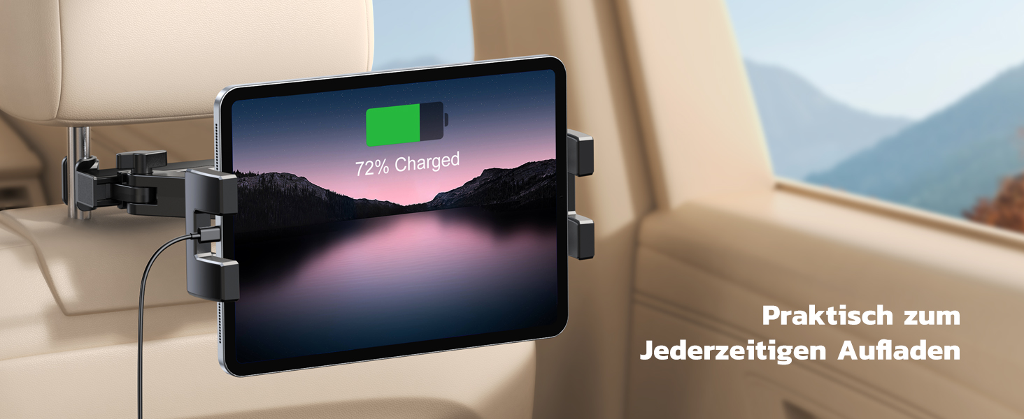 Тримач для планшета в авто, висувний кріплення, поворот на 360° - сумісний з iPad, iPhone, Galaxy Tab та іншими пристроями 4.7-12.9 дюймів