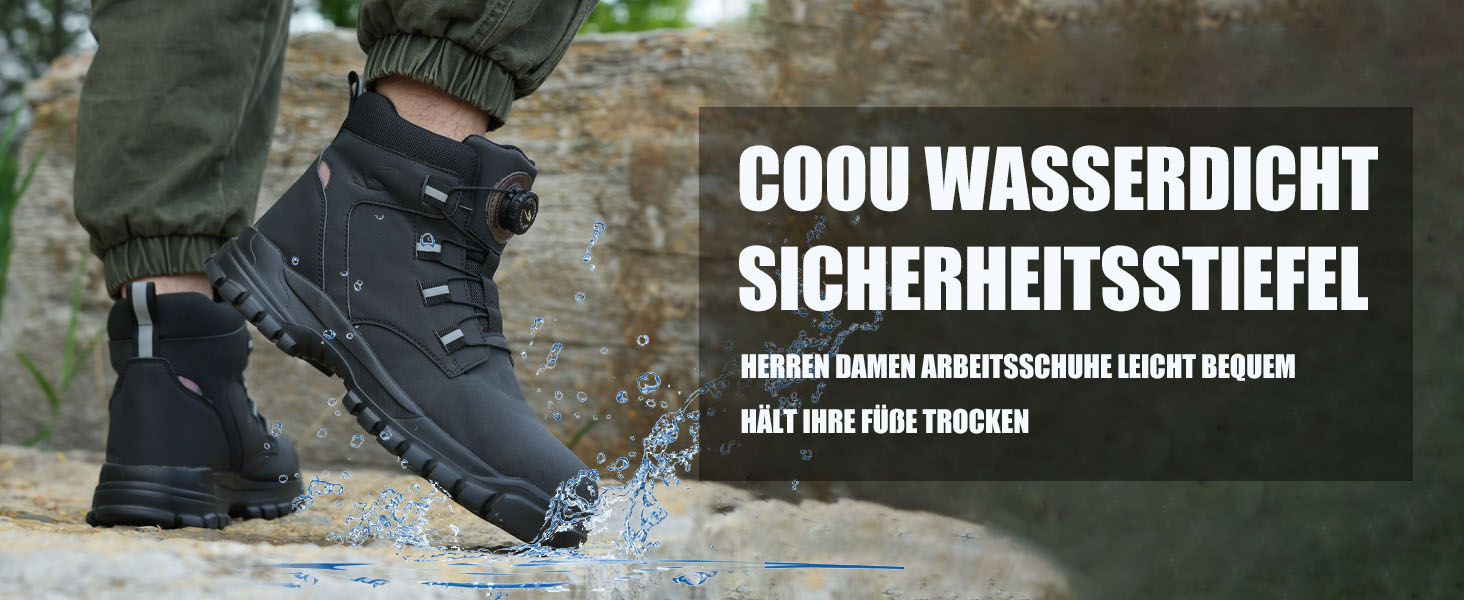 Черевики безпеки для чоловіків та жінок. Легкі, водонепроникні робочі черевики зі сталевим підноском. Чорні робочі черевики з антиковзкою підошвою. Розмір 43 EU