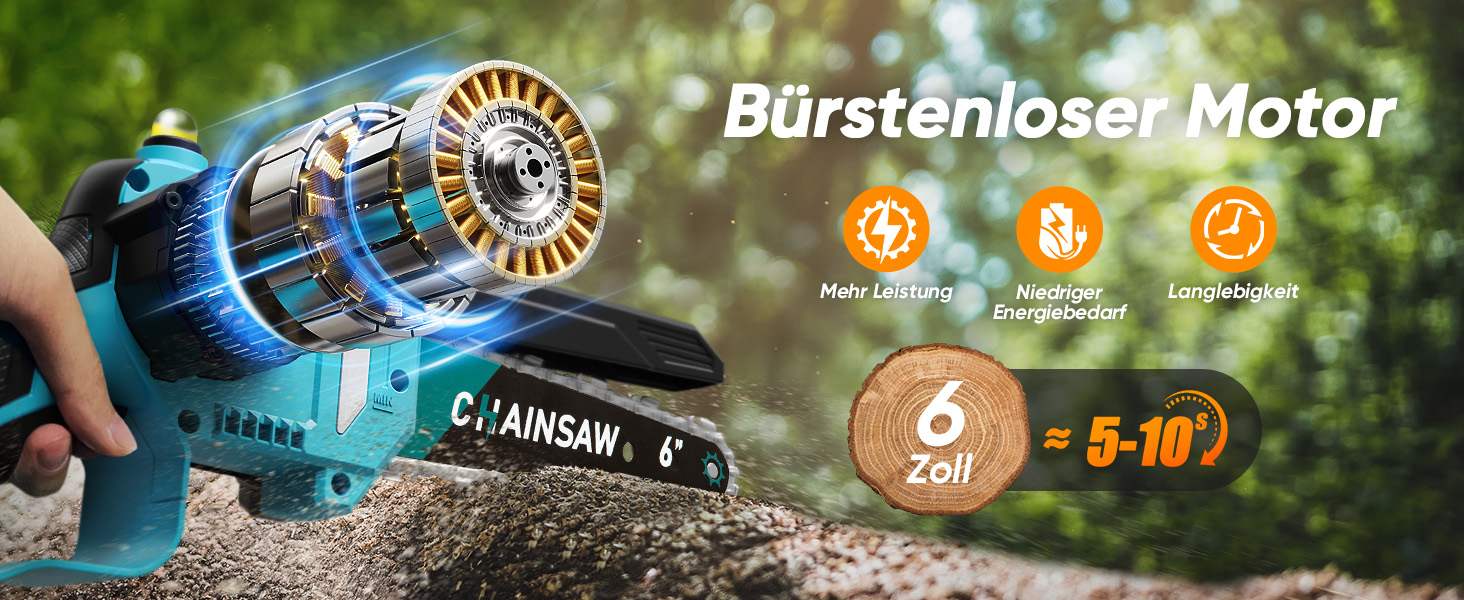 Акумуляторна міні-пила 6 дюймів з безщітковим мотором 1000W, 4000mAh акумулятор, сумісна з Makita 18V, з автополивою, для різання гілок та дерева