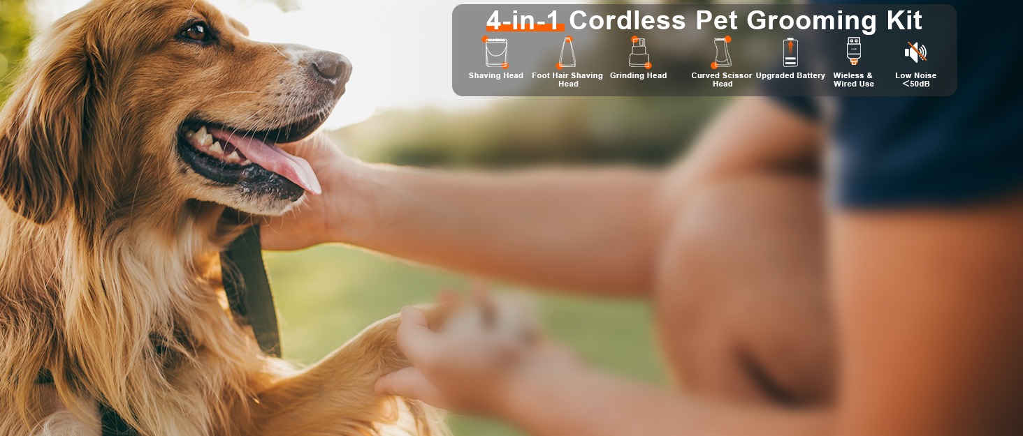 Триммер для собак Pw Trim Pro: тихий, водонепроникний, для догляду за лапами, очима, вухами, обличчям та тілом (набір)