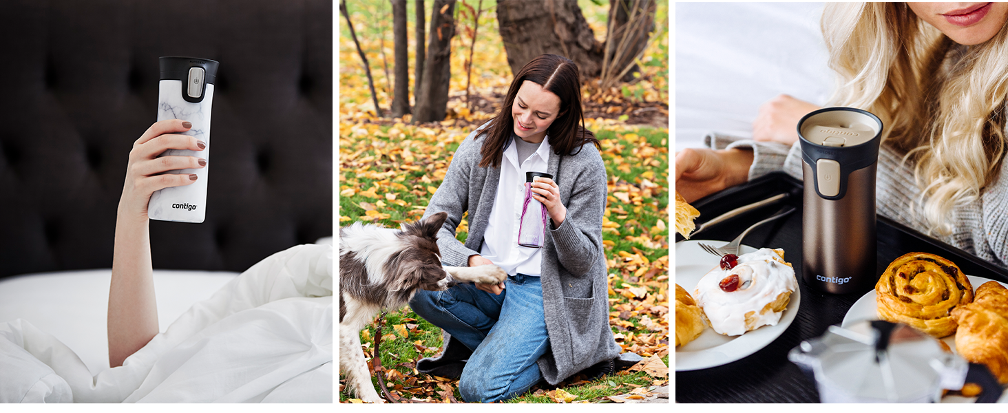 Термокружка Contigo Pinnacle Autoseal, 420 мл, нержавіюча сталь, з кришкою Easy-Clean, BPA-free, Indigo Wood