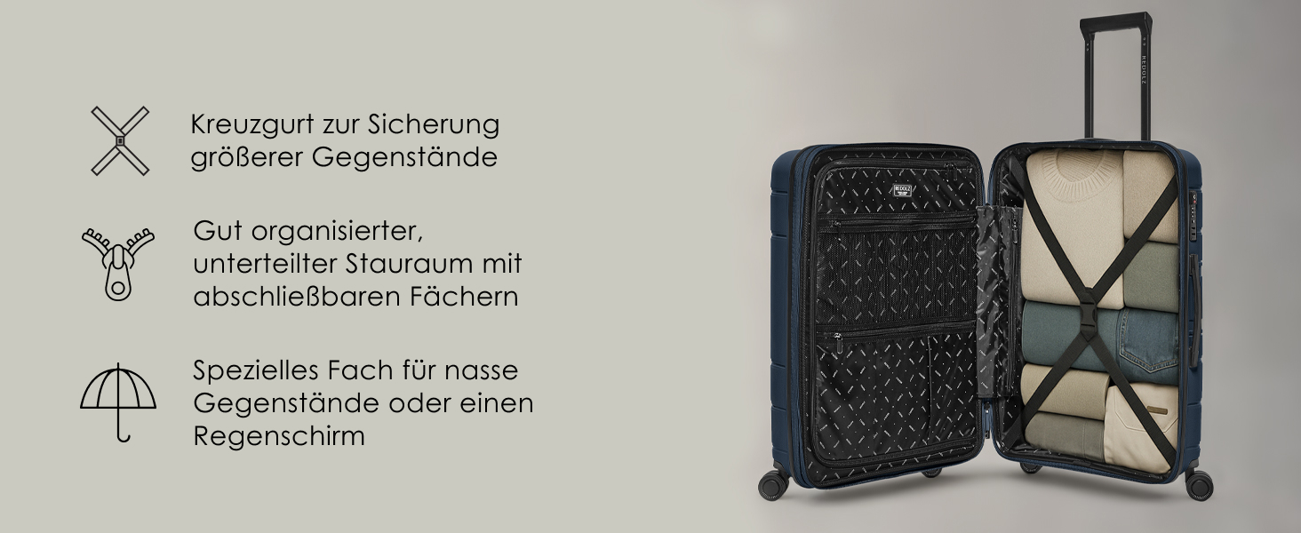 Набір валіз REDOLZ Essentials 11 Trolley Set 3-teilig Midnight Blue (56 см) – розширюваний