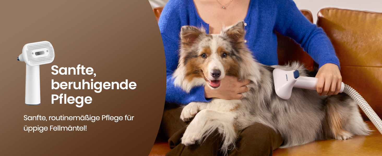 Машинка для стрижки собак Oneisall з пилососом, потужність 12000 Па, видаляє 99.99% шерсті, тиха, для собак та котів, 7 насадок