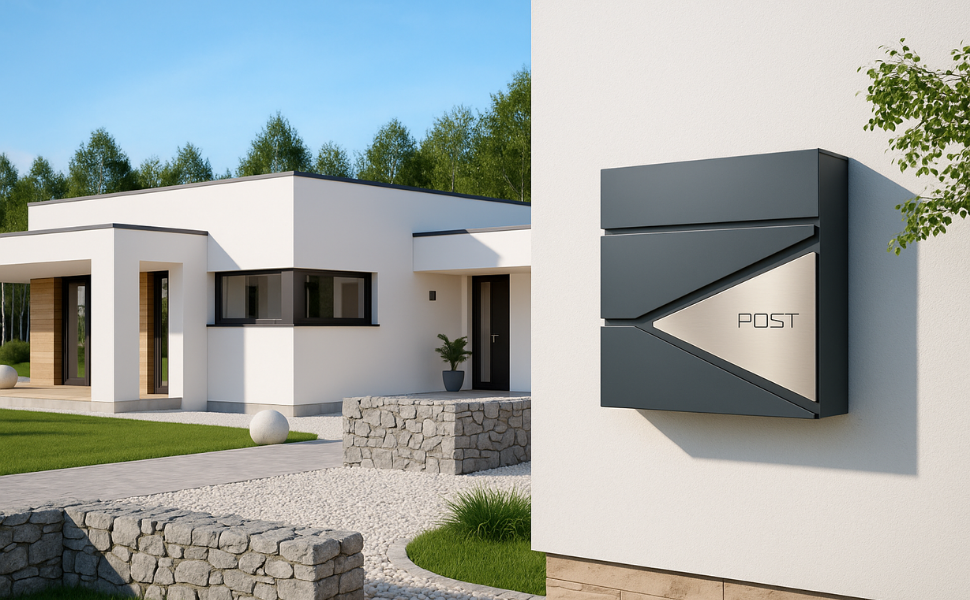 Поштова скринька Verda з газетницею, нержавіюча сталь, антрацит, 2 ключі - дизайнерська настінна скринька з прихованим замком