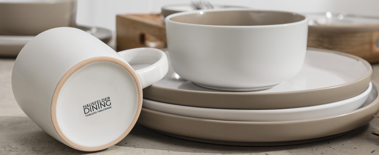 Сервіз Hausfelder для 8 осіб (32 елементи) з каменю Shadow Stone – тарілки, миски, чашки. Сервіз з кераміки, стійкий до миття в посудомийній машині