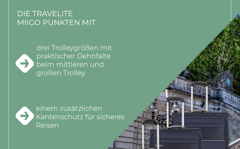 Валіза Travelite MIIGO 77 см, 90-96 л, розширювана, з TSA замком, з екологічного матеріалу, колір: м'ятний