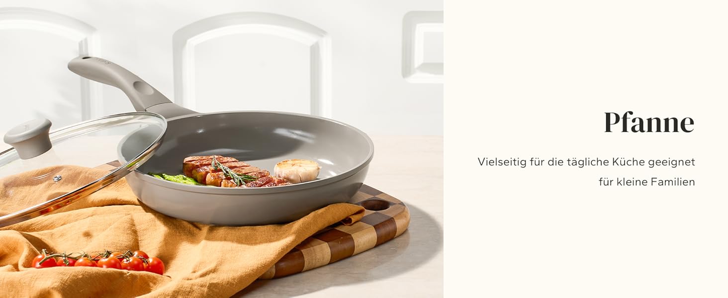 Набір посуду Redchef: 11-ти частинний набір каструль та сковорідок з керамічним покриттям, індукційний, PTFE-free, PFAS-free, для всіх типів плит, стійкий до миття в посудомийній машині (сірий)