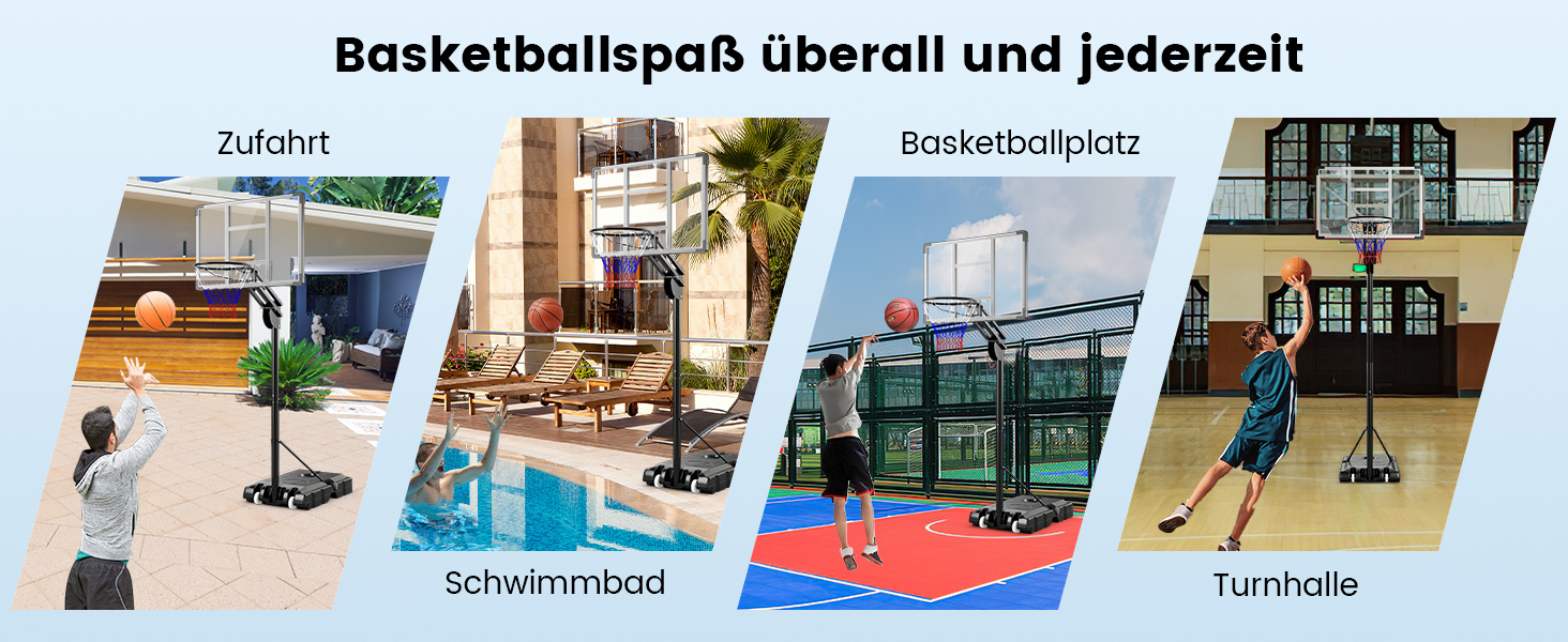 COSTWAY Adjustable Height Basketball Hoop System - Outdoor Mobile Basketball Stand with Wheels & Weight Bag (149-305cm)