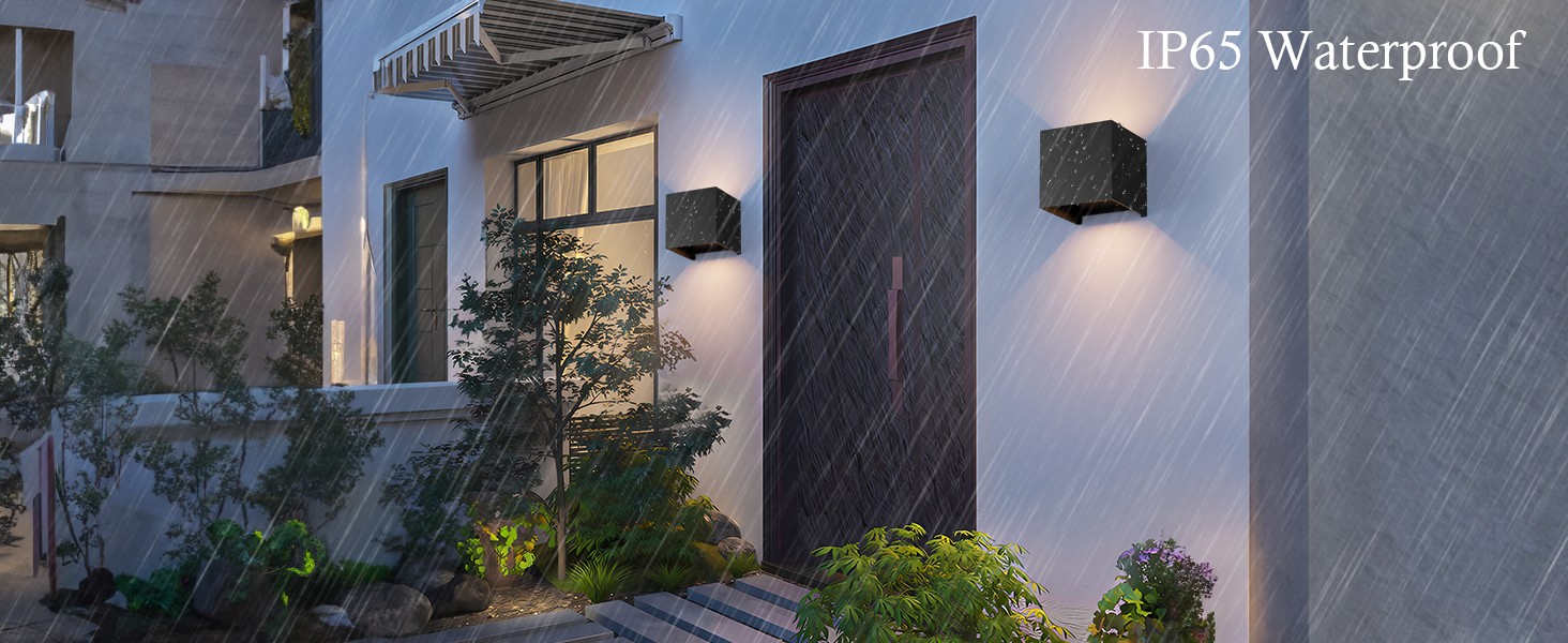 Klighten LED вуличне освітлення 2 шт. 7W, настінний світильник з регульованим світловим променем, тепле біле світло 3000K, IP65, вологозахист, чорний