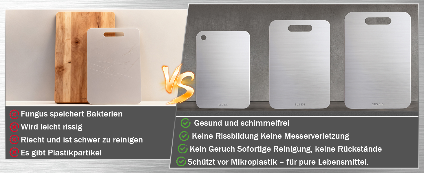 Набір титанових обробних дощок Titan (3 шт.) з нержавіючої сталі S316 - для м'яса, фруктів, овочів