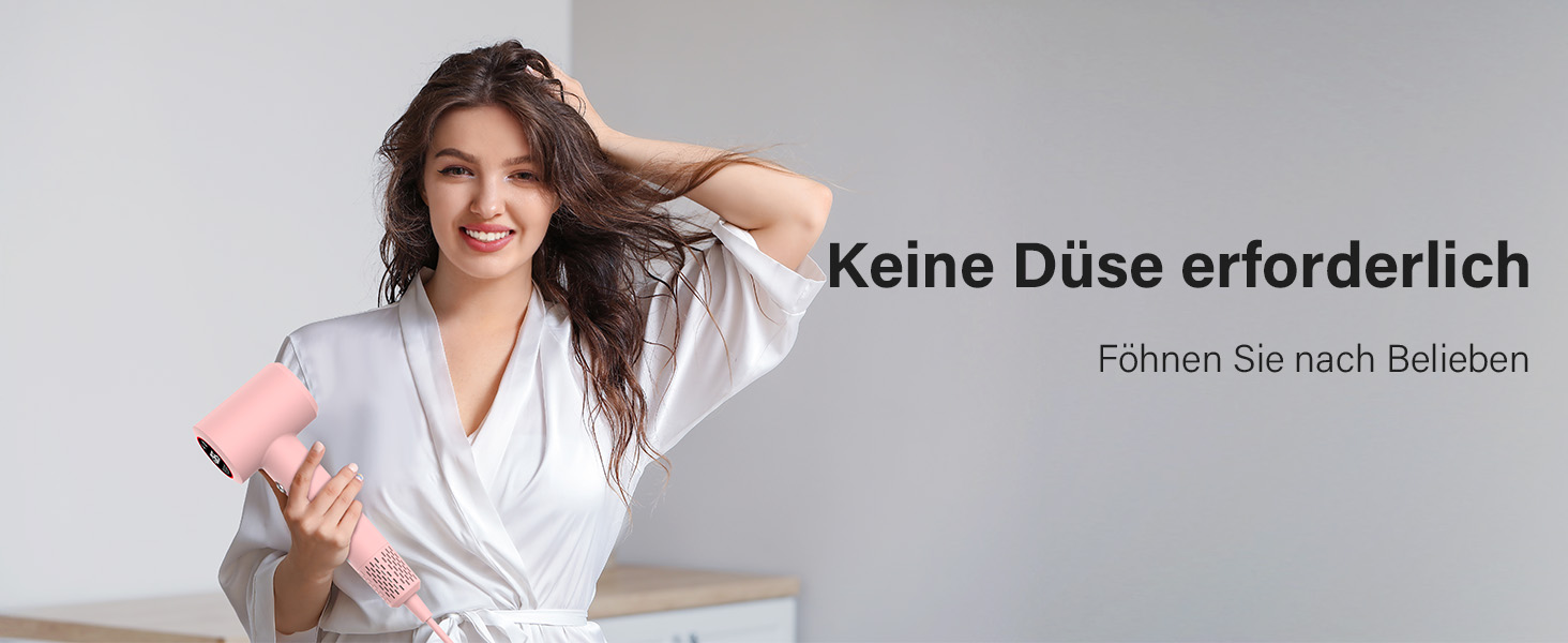 Фен з дифузором, 57dB, швидке сушіння, для подорожей та дому (рожевий)