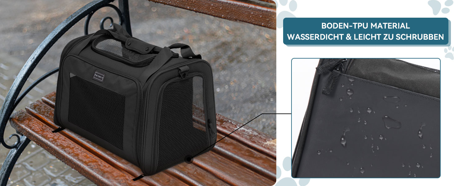 Транспортна переноска для котів та собак Petsfit, чорна, 47.5L x 33B x 33H см, з м'яким розкладним килимком та плечовим ременем