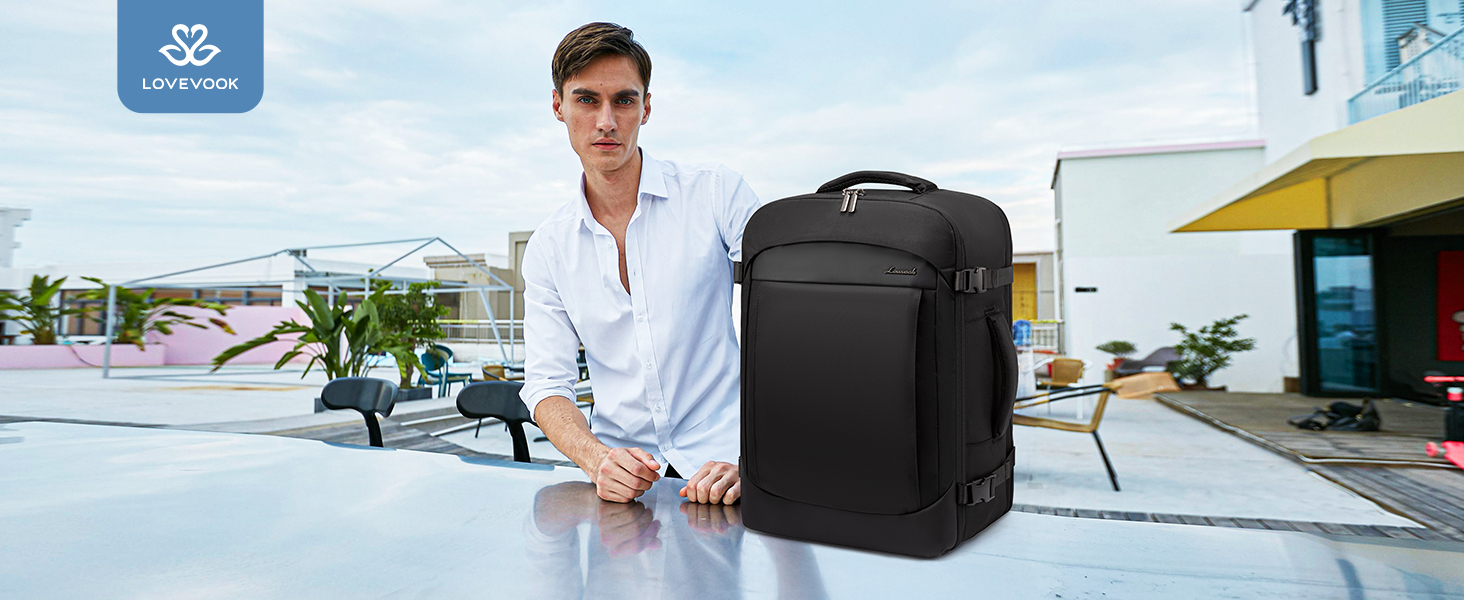 Рюкзак для подорожей LOVEVOOK, 17.3 дюйми, для ноутбука, чоловічий/жіночий, чорний