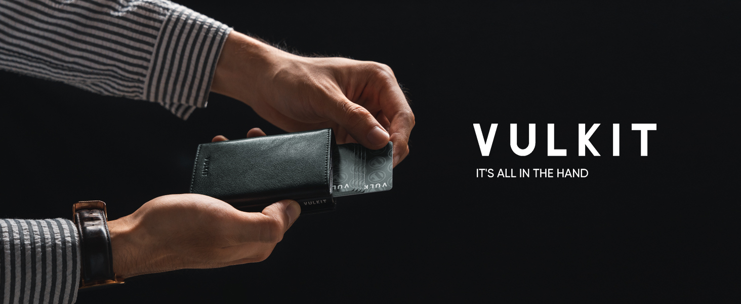 Чохл для кредитних карт VULKIT з RFID-блокуванням, з натуральної шкіри, з відділенням для грошей, віконцем для посвідчення, відділенням для монет та магнітною застібкою (Морський колір)