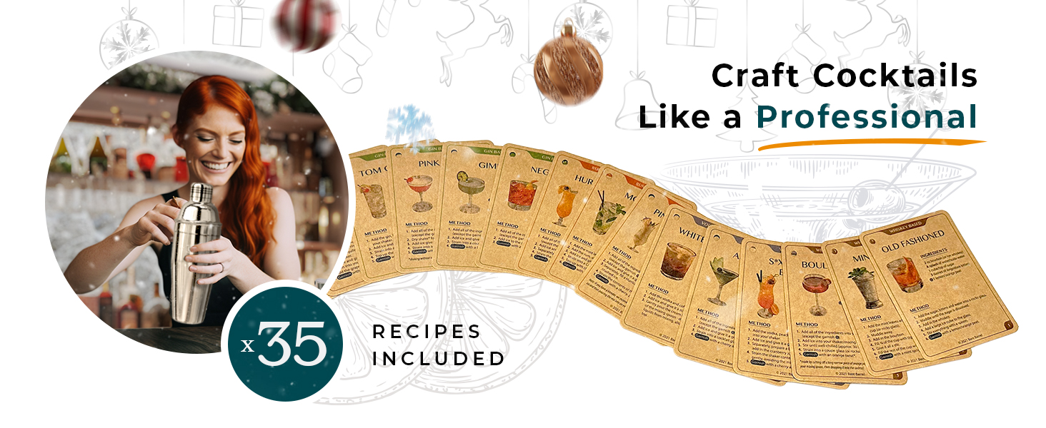 Набір бармена для приготування коктейлів Rose Gold 24oz: 12 предметів, дерев'яний підставник, рецепти, професійний барний аксесуар