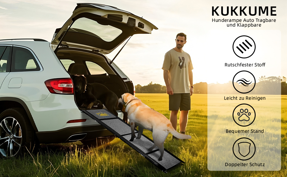 Рампа для собак у машину, розкладна, 170 см, з антиковзким покриттям, для маленьких, середніх та великих собак. Підходить для авто, SUV, вантажівки, дивану та ліжка.