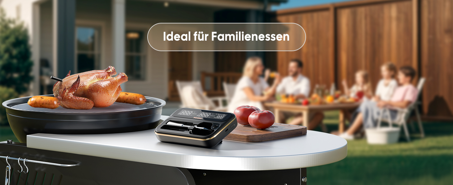 Інструмент Inkbird INT-12-BW: Бездротовий термометр для м'яса з Bluetooth 5.4 та Wi-Fi, водонепроникний (IP67), для приготування на грилі, в духовці, коптильні, ротатерії та аерофритюрниці