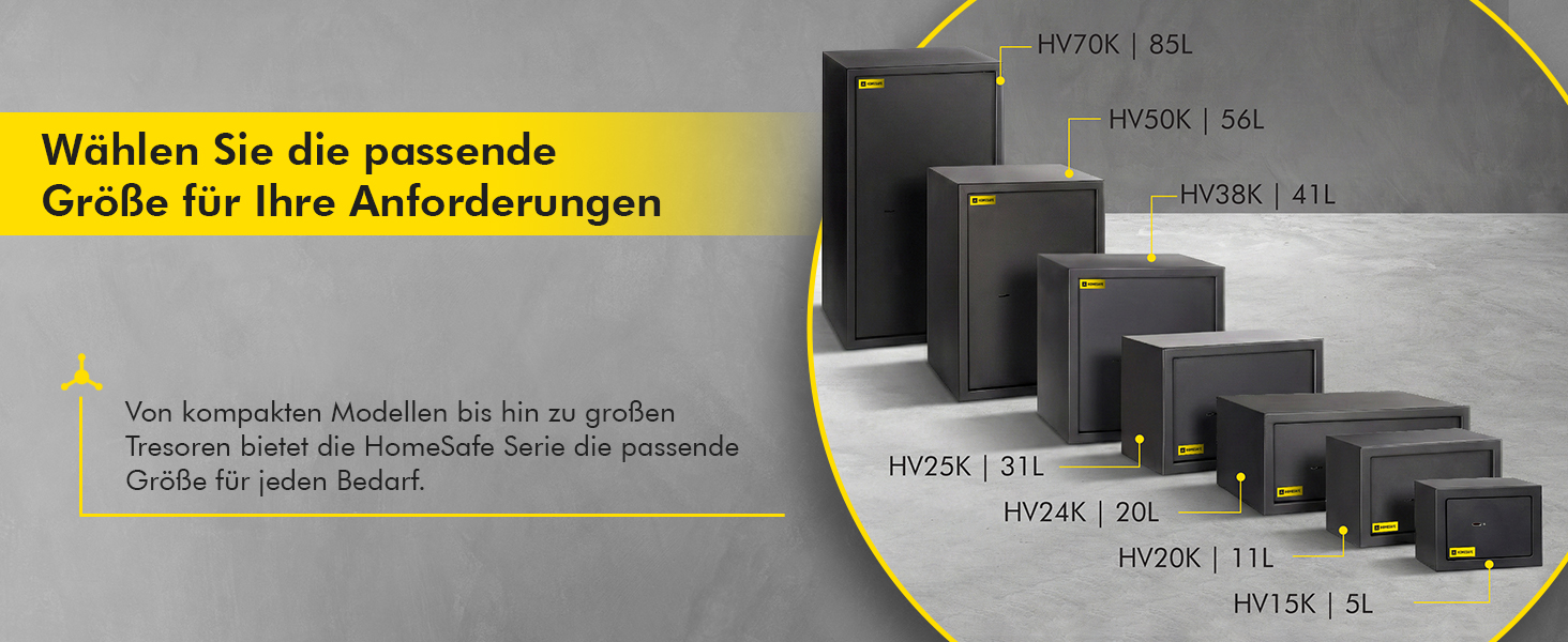 Сейф Homesafe HV15K з ключовим замком, металевий, 15x20x17 см, колір Carbon Satin Schwarz