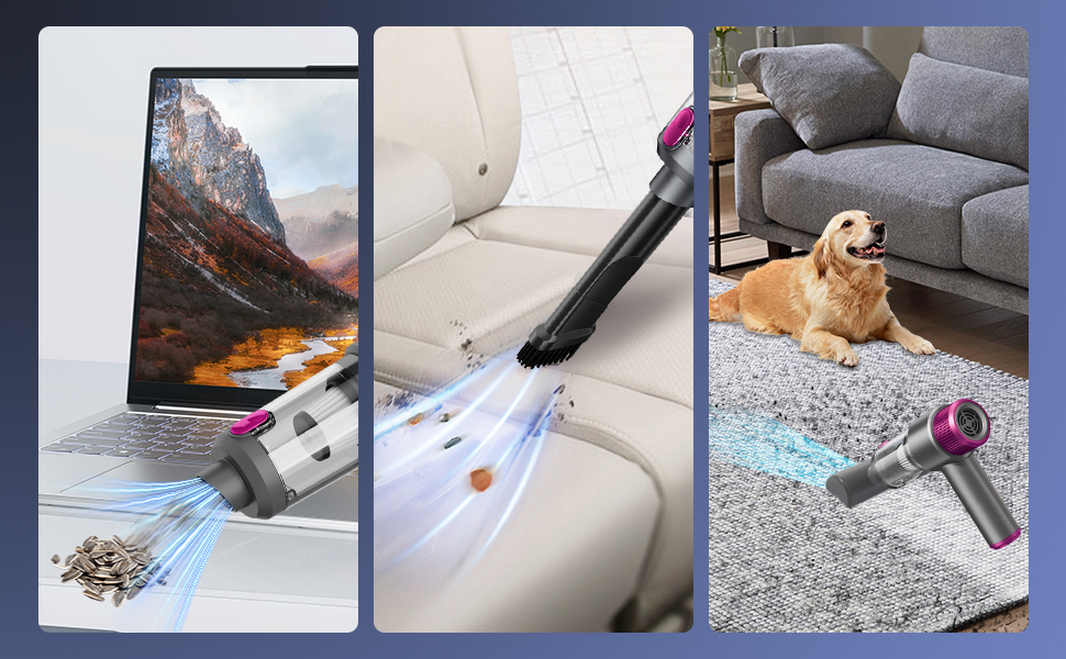 Ручний бездротовий пилосос QQLIKE з акумулятором 15000Pa, HEPA-фільтр, для авто, кухні, видалення шерсті тварин, фіолетовий