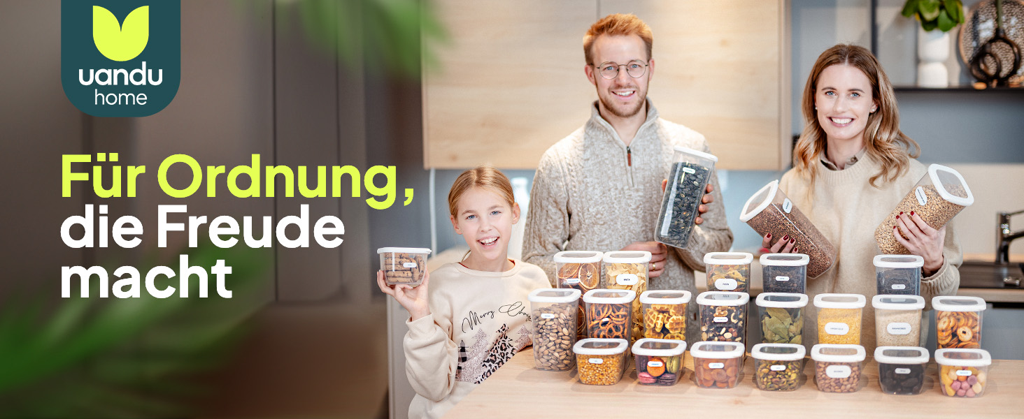 Контейнери для зберігання Uandu з кришкою, герметичні - набір 12 шт. | Організація кухні, зберігання продуктів | Без BPA | Кухонні контейнери для сухих продуктів (18 Mix-сірий)