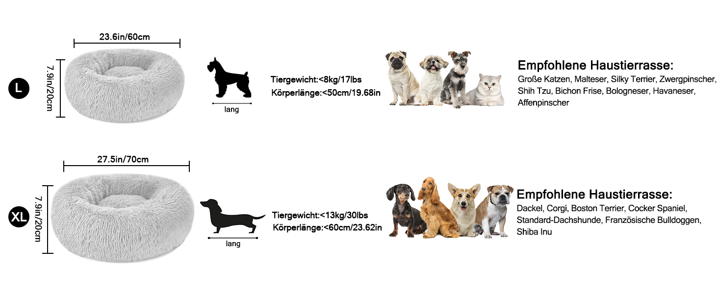 М'яке кругле ліжко для собак та котів з плюшу - Donut. Зручне лежанка для собак, котів та інших домашніх тварин. Легко миється. Розміри: S/M/L/XL/XXL (XXL - 80см). Колір: світло-сірий. Розміри: 80 x 80 x 20 см.