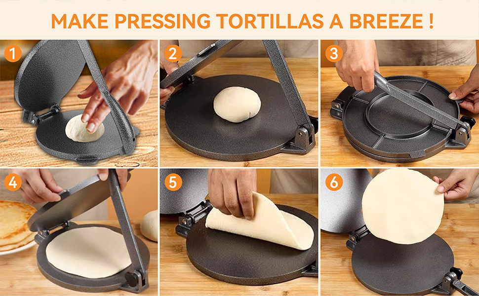 Пресс для тортилій та роті, 16.5 см, алюмінієвий, для тортилій, роті, кесадільї, бурріто, емпінад, з ручним притисканням