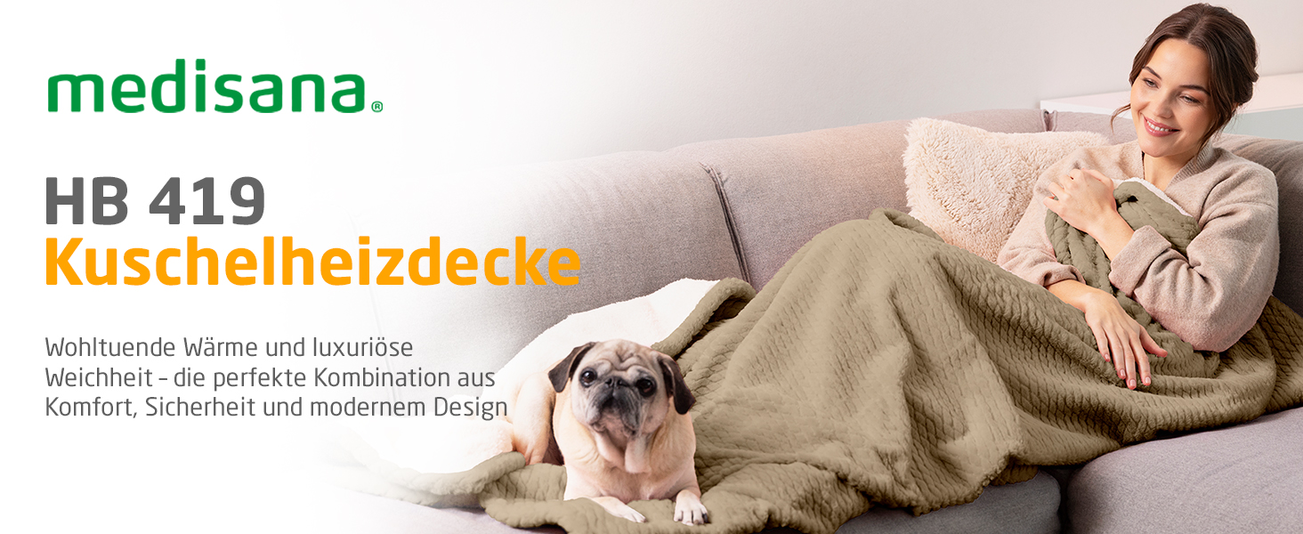 Електрична ковдра Medisana Kuschelheizdecke з функцією автовимкнення, 160x120 см, сіра, 3 режими нагріву, двостороння