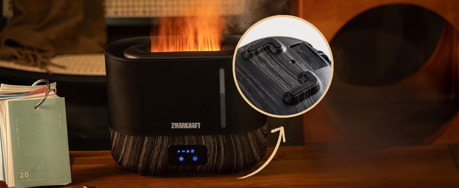 Увлажнитель воздуха 3L с эффектом пламени, тихая ультразвуковая технология, верхний залив, регулируемая интенсивность пара, Cool Mist для спальни