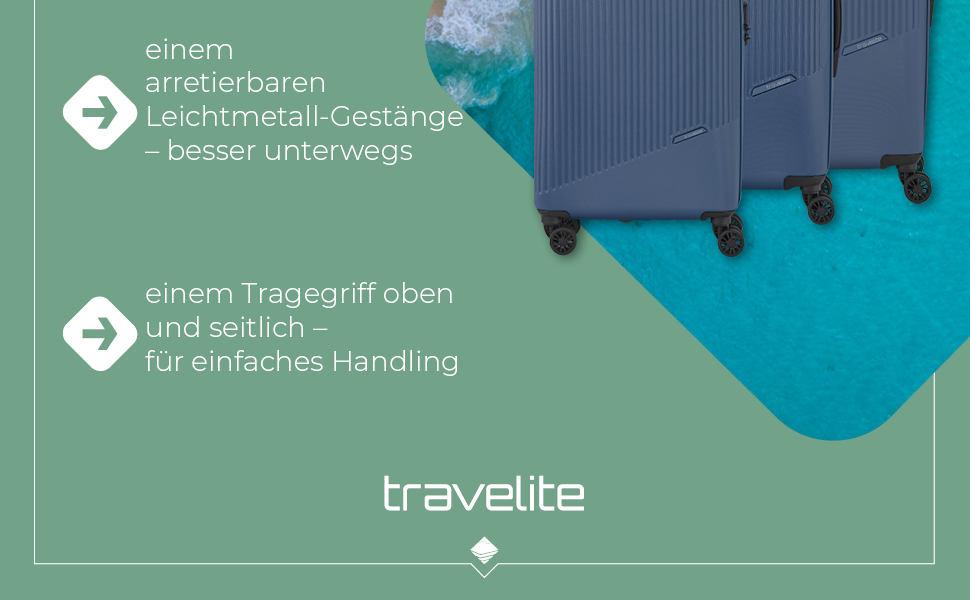 Чохол-валіза Travelite Bali 67 см, 65 літрів, блакитний. Валіза з ABS-пластику з TSA-замком. Розмір M