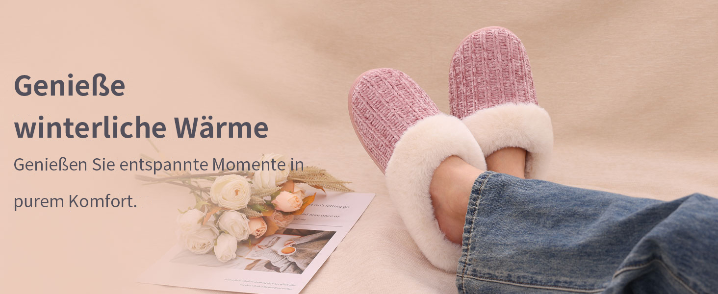 Жіночі зимові капці Evshine з плюшу та ефектом пам'яті (Memory Foam), протиковзкі, рожеві, розмір 39/40 EU
