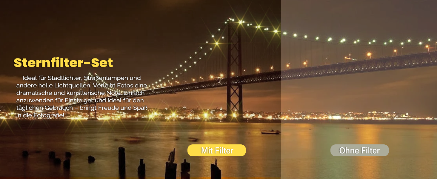 Набір зіркових фільтрів Walking Way 67mm (3 шт.) для камери: 4, 6, 8 променів + чохол