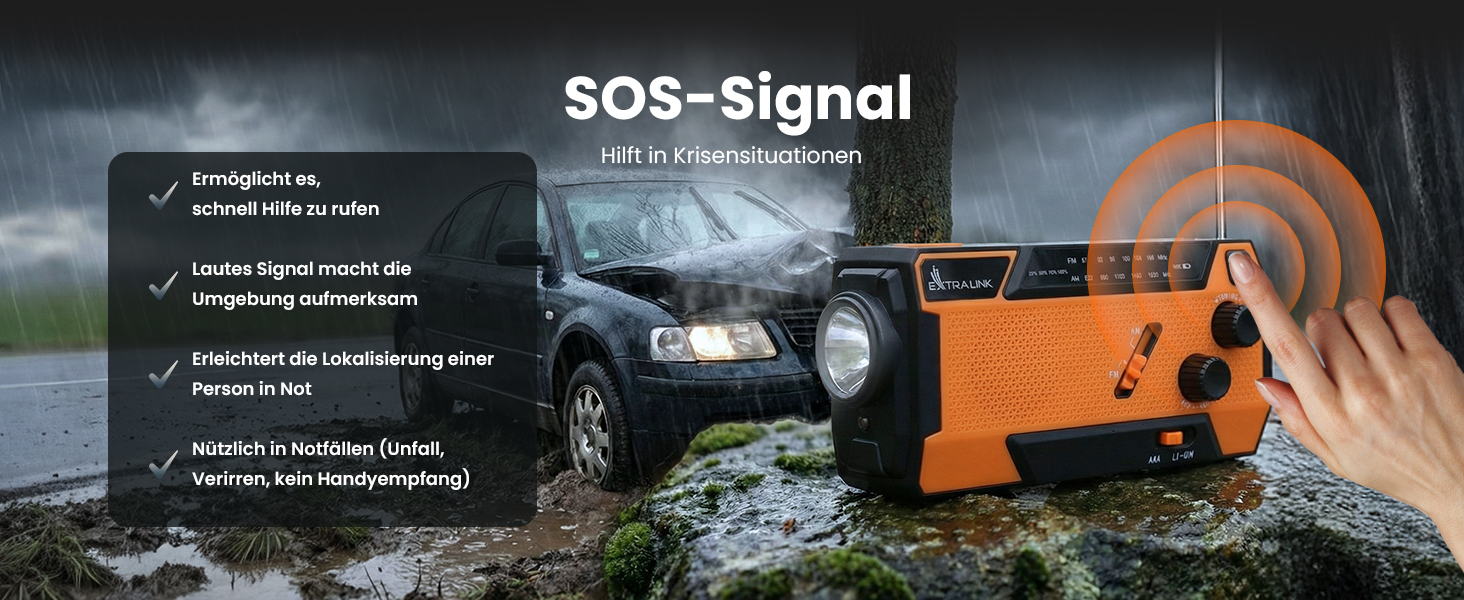 Радіо Extralink Kurbelradio: аварійне радіо з сонячною панеллю та ручкою, акумулятор 4000 mAh, FM/AM, LED ліхтарик, SOS сигнал. Для блекауту, кемпінгу та відпочинку на природі