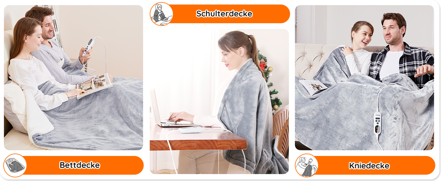 Електрична ковдра Mia&Coco з автовимкненням, 10 режимів нагріву, таймер до 9 годин, захист від перегріву, фланель, 180x130 см