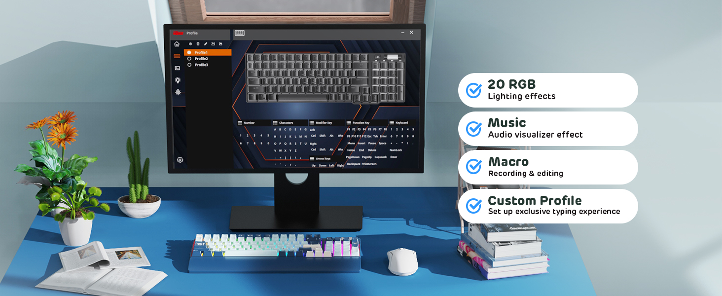 Механічна клавіатура RK ROYAL KLUDGE RK96 RGB Limited Ed: 96 клавіш, 90% layout, Bluetooth 5.0/2.4G/USB-C, Hot-Swap, RGB підсвітка, RK Yellow Switch, Wald Blau, QWERTY