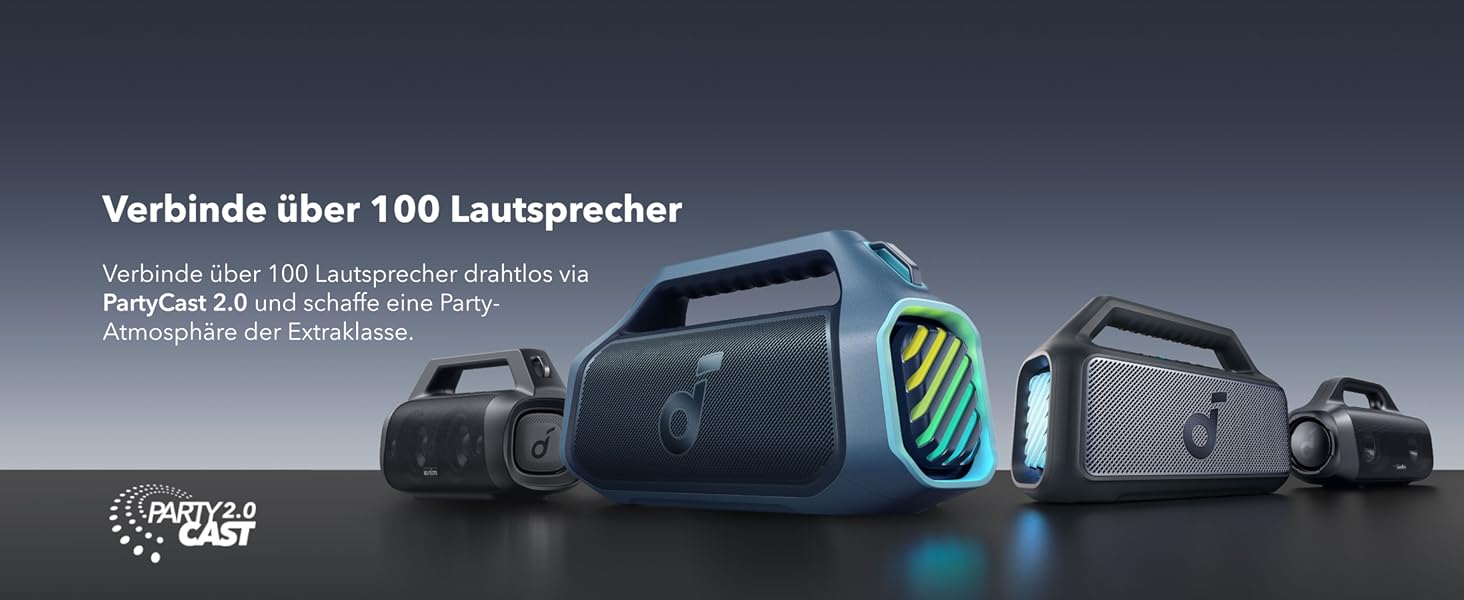 Soundcore Boom 2 Plus: Портативна Bluetooth колонка, 140W, IPX7, RGB, Power Bank, BT 5.3, для кемпінгу (блакитна)