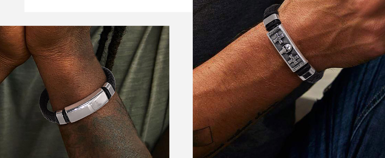 Чоловічий шкіряний браслет Bandmax Mjölnir/Череп/Масонство з магнітною застібкою. Браслет вікінгів для чоловіків, батька, чоловіка. Шкіряний браслет з гравіюванням.