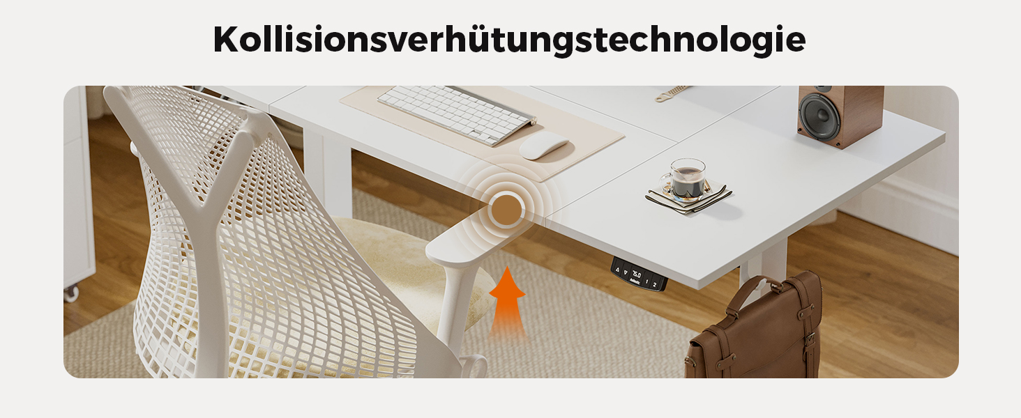 Електричний регульований стіл Agilestic з підсвічуванням, USB-портом та мобільним кріпленням для монітора, 120 x 80 см (Білий)