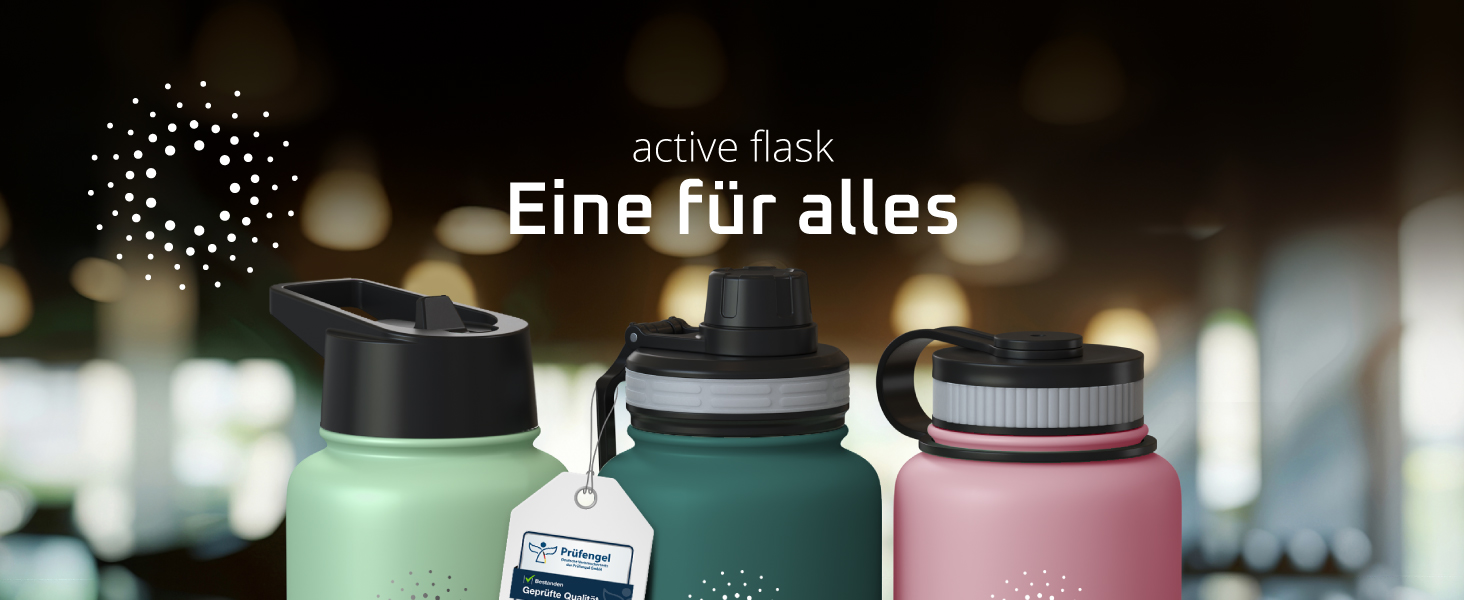 Фляга для води з нержавіючої сталі з трубочкою та інфузером, 3 кришки: BPA-free, не протікає, підходить для газованої води - спортивна фляга, термофляга, ізотермос, для дітей, 680 мл, Sage