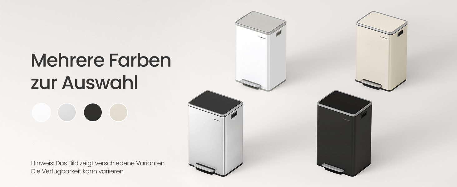 Відро для сміття SONGMICS 50 л, нержавіюча сталь, знімний внутрішній відро, Softclose, LTB595E01 (чорний)