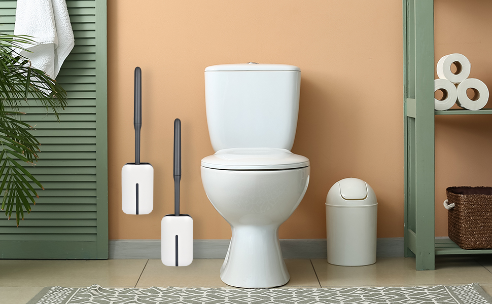 Силіконова щітка для унітазу з контейнером, чорна. Щітка для ванної кімнати та гостьового WC.