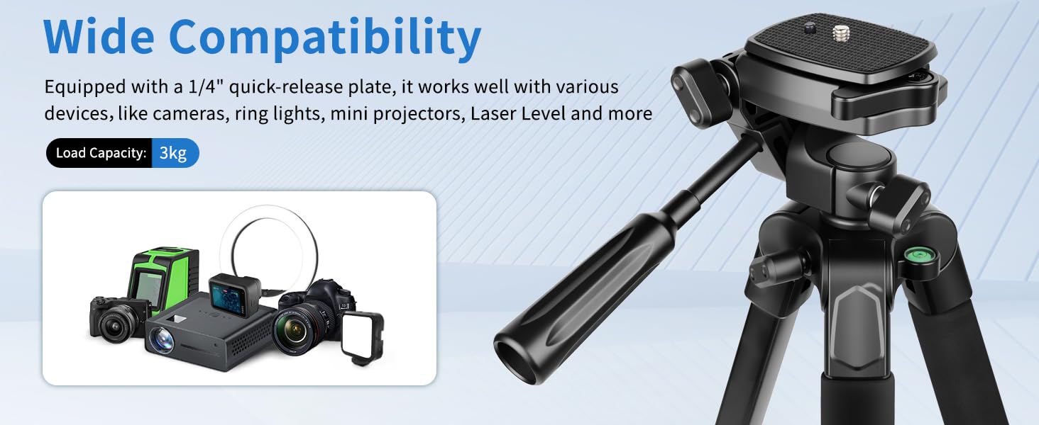 Штатив для камери Nineigh 172см, для смартфона з пультом, легкий, алюміній, 3-х секційний, для фото та відео
