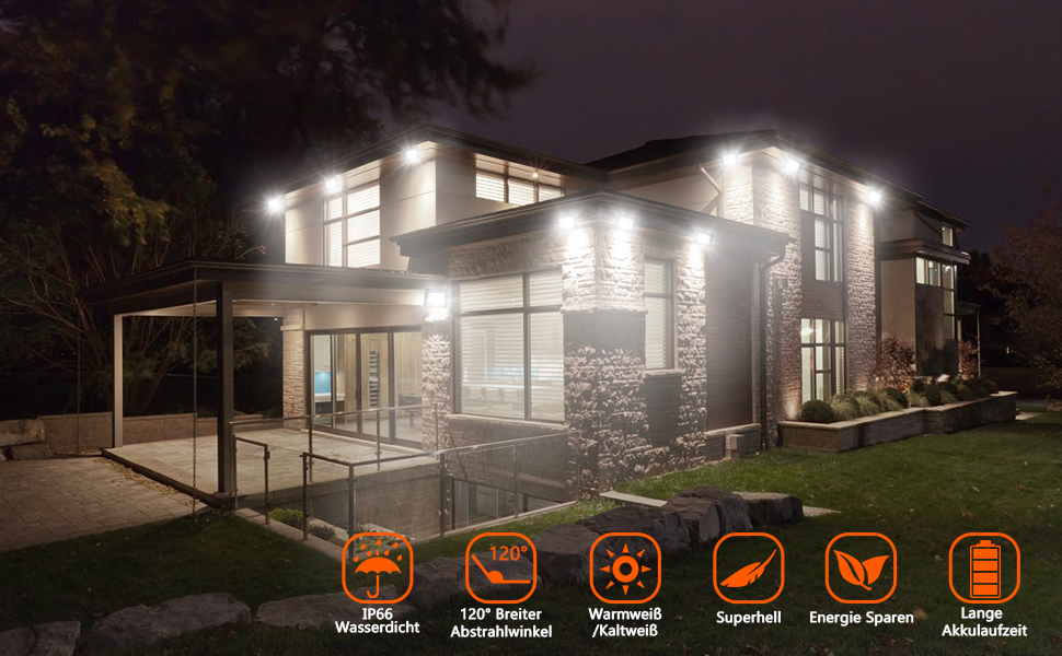 LED прожектори Ikodm для вулиці, 5 шт. по 30 Вт, тепле біле світло 3000K, водонепроникні, 2250 Лм, для двору, саду, гаража, спортмайданчика