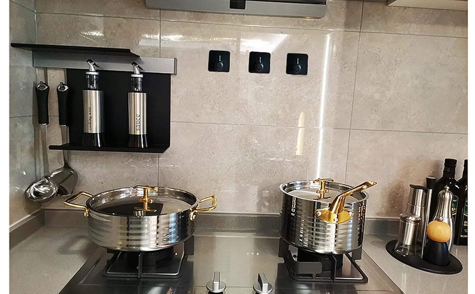 Набір гачків для рушників 6 шт. самоклеючі, з нержавіючої сталі, без свердління, для ванної, туалету, кухні, офісу (чорний)