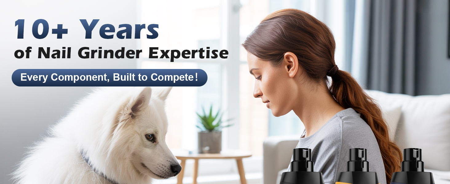 Електричний точилка для собачих кігтів Casfuy 6-Gang з потужним мотором 4.8V, тиха, з LED-підсвіткою та збирачем пилу. Ідеальний інструмент для догляду за домашніми тваринами.