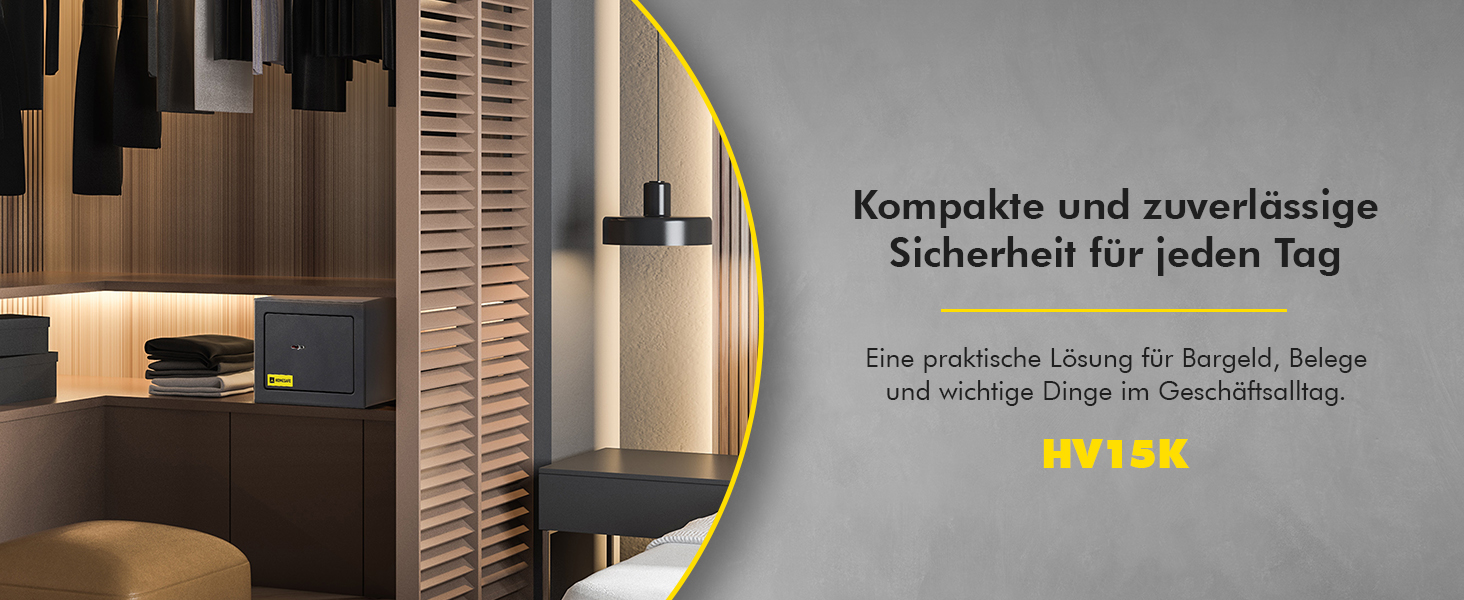 Сейф Homesafe HV15K з ключовим замком, металевий, 15x20x17 см, колір Carbon Satin Schwarz