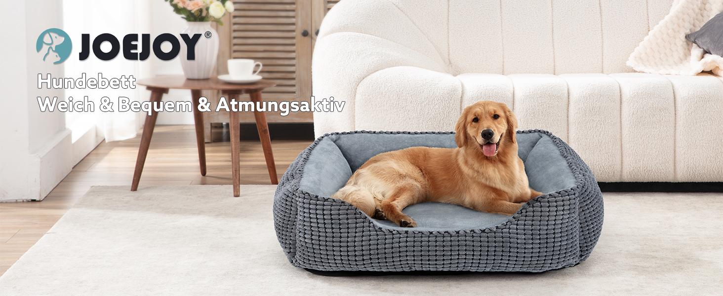 JOEJOY Dog Bed, Medium-Sized Dogs, Washable Dog Basket, Fluffy, Non-Slip Plush Dog Bed, 63x53x20cm, Dog Beds for Small and Medium Dogs and Cats