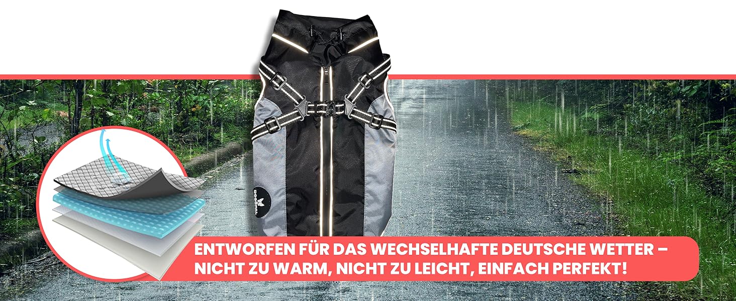 DOGOPAL Raincoat for Dogs with Integrated Harness – Waterproof Dog Raincoat, Windproof Dog Coat, Reflective Rain Jacket for Small & Large Dogs, High Visibility (Gray, #3)