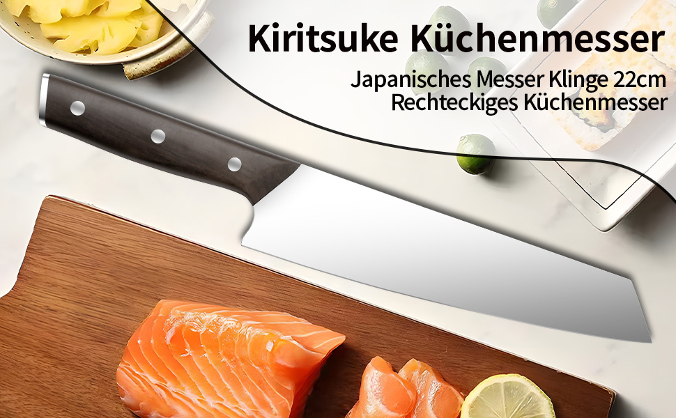 Японський ніж Kiritsuke від Plys: професійний кухарський ніж з нержавіючої сталі з дерев'яною ручкою